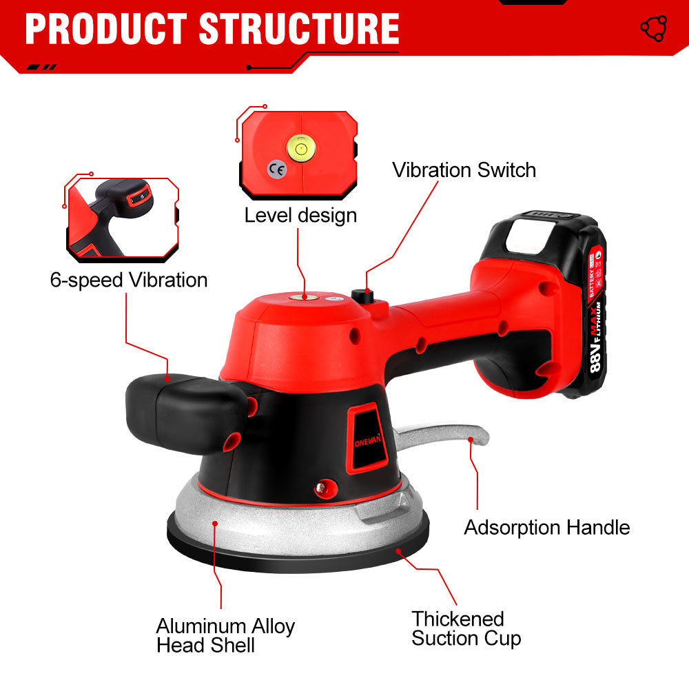 ONEVAN 6-Speed Tile Vibration Machine Cordless Automatic Leveling Machine | For Makita 18V Battery