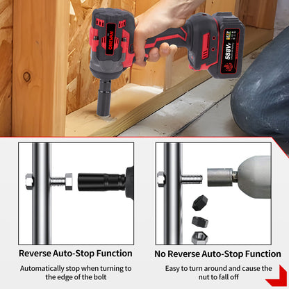 ONEVAN 1/2 1200N¡¤m Brushless Cordless Impact Wrench With 2 Batteries & 12-Piece Socket Set