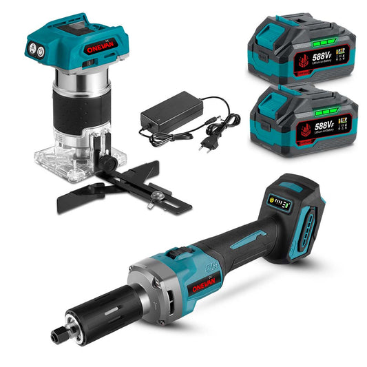 ONEVAN 6mm Die Grinder & Trimming Machine Brushless Cordless 2?Pc. Combo Kit 6.0Ah