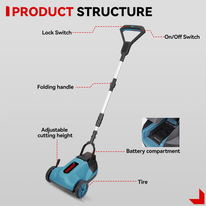 ONEVAN 4000W Brushless Cordless Lawn Mower Foldable | For Makita 18V Battery