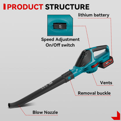 ONEVAN 5500W Brushless Cordless 5-Speed Snow/Leaf Blower | For Makita 18V Battery