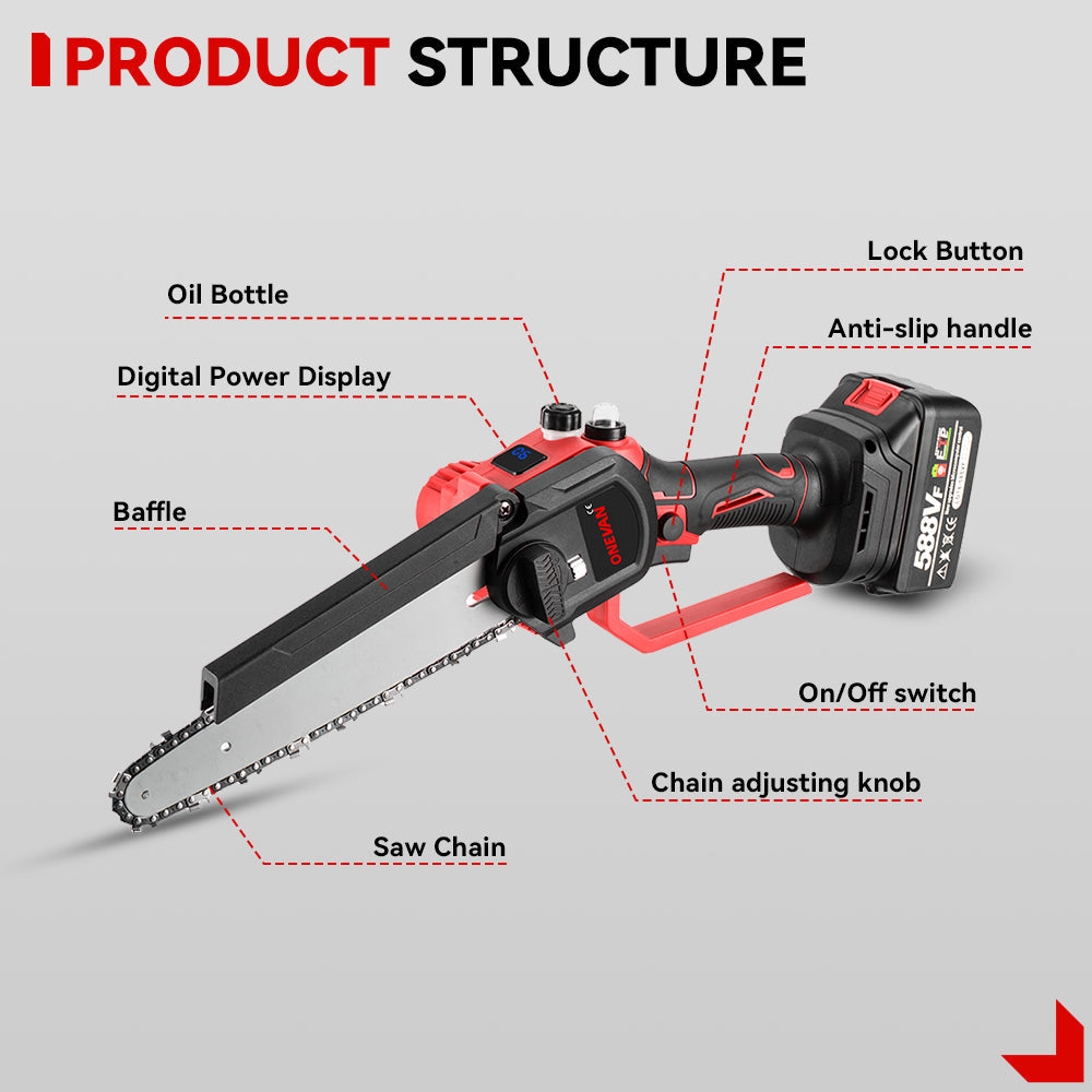 ONEVAN 8 Cordless Brushless Outdoor Pruning Saw | For Makita 18V Battery