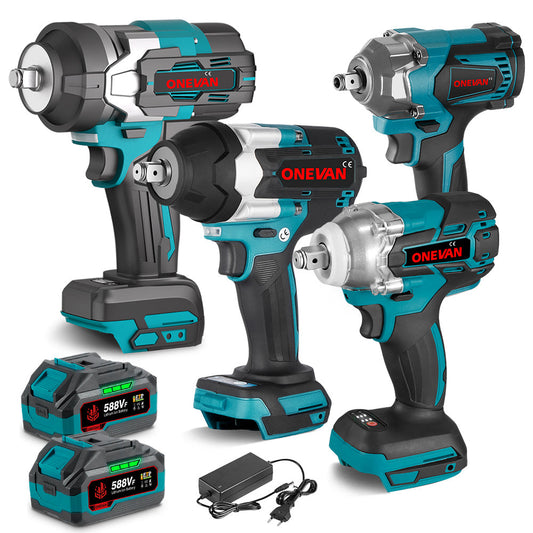 ONEVAN 1/2 520N¡¤m & 1200N¡¤m & 1800N¡¤m & 2800N¡¤m Impact Wrench Brushless Cordless 4-Pc. Combo Kit 6.0Ah